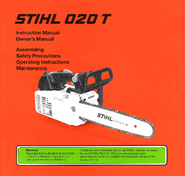 STIHL 020T Chainsaw Owners Manual