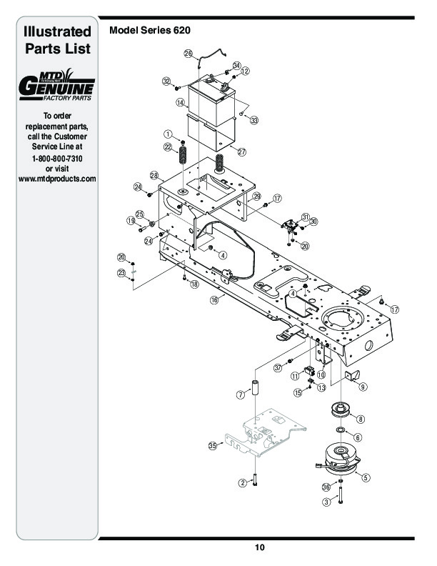 MTD Hydrostatic Lawn Tractor Mower Parts List