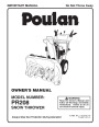 Poulan Pro PR208 421888 Snow Blower Owners Manual page 1