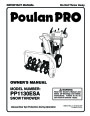 Poulan Pro PP1130ESA 183615 Snow Blower Owners Manual page 1