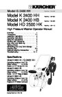 Kärcher G 2400 K 2400 HH HB HD 2500 HK Gasoline Power High Pressure Washer Owners Manual page 1