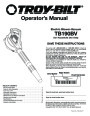 MTD Troy-Bilt TB190BV Electric Blower Vacuum Owners Manual page 1