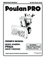 Poulan Pro PR524 418971 Snow Blower Owners Manual page 1