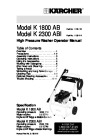 Kärcher K 1800 AB K 2300 ABI Gasoline Power High Pressure Washer Owners Manual page 1