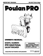 Poulan Pro PR10527ESA 192042 Snow Blower Owners Manual page 1