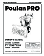 Poulan Pro PP10527ESA 188047 Snow Blower Owners Manual page 1