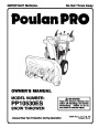 Poulan Pro PP10530ES 199342 Snow Blower Owners Manual page 1