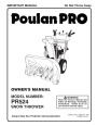 Poulan Pro PR524 415242 Snow Blower Owners Manual page 1
