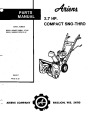 Ariens Sno Thro 932001 000101 Up Snow Blower Parts Manual page 1