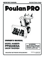 Poulan Pro PP5524ESA 183618 Snow Blower Owners Manual page 1