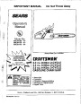Craftsman 358.351080 358.351160 358.351180 16 18 Inch 2 Cycle Chainsaw Owners Manual page 1