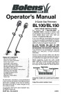 MTD Bolens BL100 BL150 Gas Trimmer Lawn Mower Owners Manual page 1