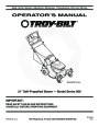 MTD Troy-Bilt 900 Series 21 Inch Self Propelled Lawn Mower Owners Manual page 1