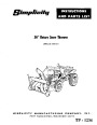 Simplicity 990175 36-Inch Snow Blower Owners Parts Manual page 1