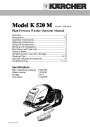 Kärcher K 520 M Electric Power High Pressure Washer Owners Manual page 1