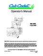 MTD Cub Cadet 826 SWE 1130 SWE Snow Blower Owners Manual page 1