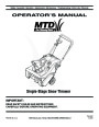 MTD Adjustments Maintenance Single Stage Snow Blower Owners Manual page 1