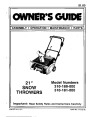 MTD 310-180-000 310-181-000 21-Inch Snow Blower Maintenance Manual page 1