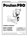 Poulan Pro PP11530ES 415153 Snow Blower Owners Manual page 1