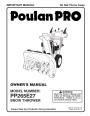 Poulan Pro PP265E27 430429 Snow Blower Owners Manual page 1