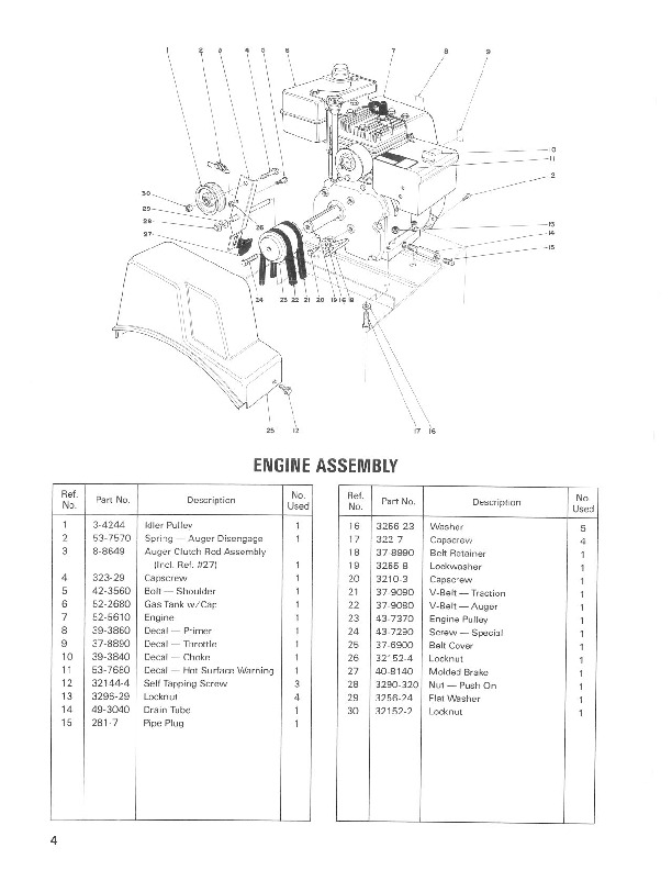 Toro 38035 3521 Snowblower Parts Catalog, 1987