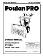 Poulan Pro PR524 421892 Snow Blower Owners Manual page 1