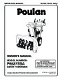 Poulan P8527ESA 185143 Snow Blower Owners Manual page 1