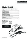 Kärcher K 2.45 Electric Power High Pressure Washer Owners Manual page 1