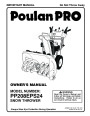 Poulan Pro PP208EPS24 429956 Snow Blower Owners Manual page 1