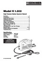 Kärcher K 1.302 Electric Power High Pressure Washer Owners Manual page 1