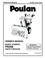 Poulan Pro PR208 421602 Snow Blower Owners Manual page 1