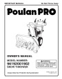 Poulan Pro 96192001902 416804 Snow Blower Owners Manual page 1