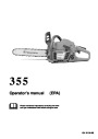 Husqvarna 355 Chainsaw Owners Manual page 1