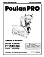 Poulan Pro PP1130ESC 192046 Snow Blower Owners Manual page 1