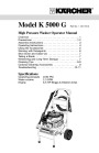 Kärcher K 5000 G Gasoline Power High Pressure Washer Owners Manual page 1