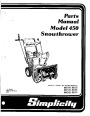 Simplicity 450 1691172 1691364 1691416 1691417 20-Inch Snow Blower Parts Manual page 1