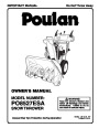Poulan PO8527ESA 193452 Snow Blower Owners Manual page 1