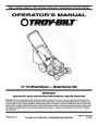 MTD Troy-Bilt 540 Series 21 Inch Hi Wheel Lawn Mower Owners Manual page 1