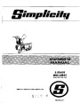 Simplicity 796 8 HP Two Stage Snow Blower Owners Manual page 1