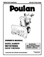 Poulan 961970005 199602 Snow Blower Owners Manual page 1