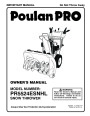 Poulan Pro PR5524ESNHL 425353 Snow Blower Owners Manual page 1