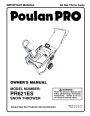 Poulan Pro PR621ES 436439 Snow Blower Owners Manual page 1