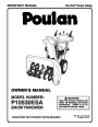 Poulan P10530ESA Snow Blower Owners Manual page 1