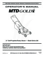 MTD Gold 839 Series 21 Inch Self Propelled Rotary Lawn Mower Owners Manual page 1