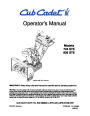 MTD Cub Cadet 724 STE 926 STE Snow Blower Owners Manual page 1