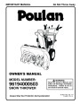 Poulan 96194000503 421894 Snow Blower Owners Manual page 1