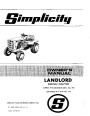 Simplicity 755 722 Landlord Riding Tractor Snow Blower Owners Manual page 1