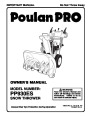 Poulan Pro PP930ES 199329 Snow Blower Owners Manual page 1