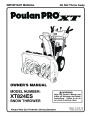 Poulan Pro XT824ES 430355 Snow Blower Owners Manual page 1