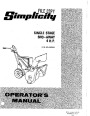 Simplicity 990558 4 HP Single Stage Snow Away Snow Blower Owners Manual page 1